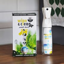 Wipe & Clean vaskemiddel, mynte 2L + spruteflaske